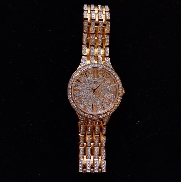 Bulova Phantom Rose Gold Tone Crystal Encrusted Ladies Watch